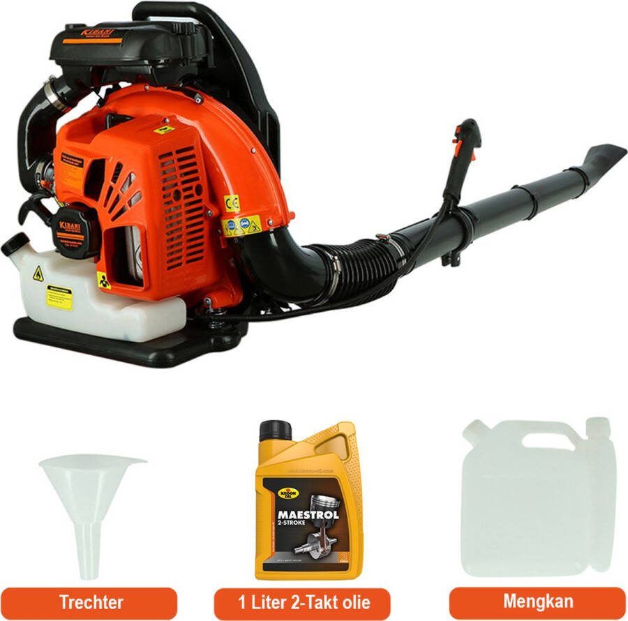 Kibani Bladblazer Benzine 63.3 cc 3.6 pk Incl. Mengkan trechter & 2T Olie Luchtsnelheid 300 km h 2700W