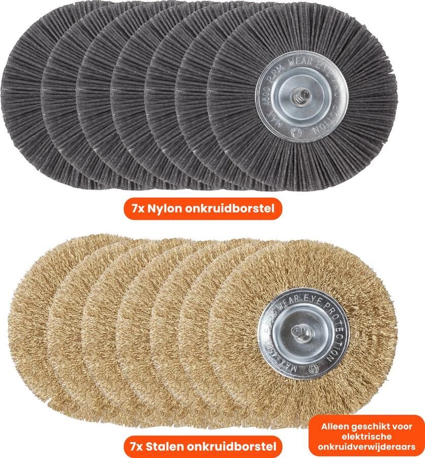 Kibani Universele borstelset voor elektrische onkruidborstel Set van 7 Onkruidverwijderaar Onkruidverdelger Stalen en Nylon borstel 11cm Voegenborstel Grastrimmer
