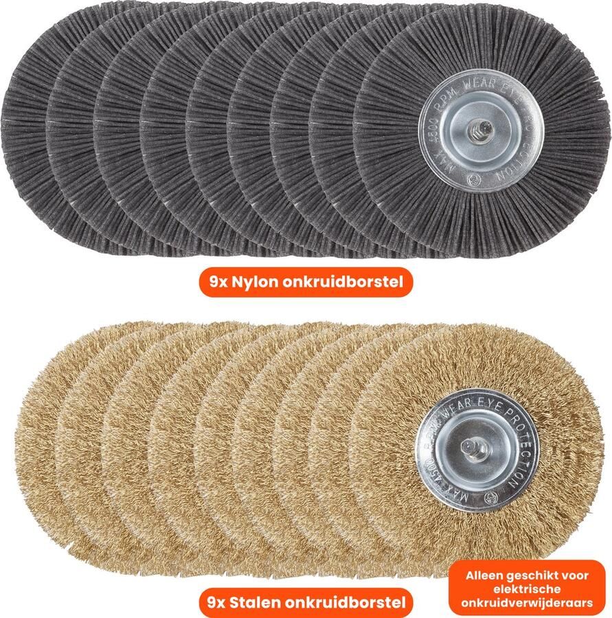 Kibani Universele borstelset voor elektrische onkruidborstel Set van 9 Onkruidverwijderaar Onkruidverdelger Stalen en Nylon borstel 11cm Voegenborstel Grastrimmer