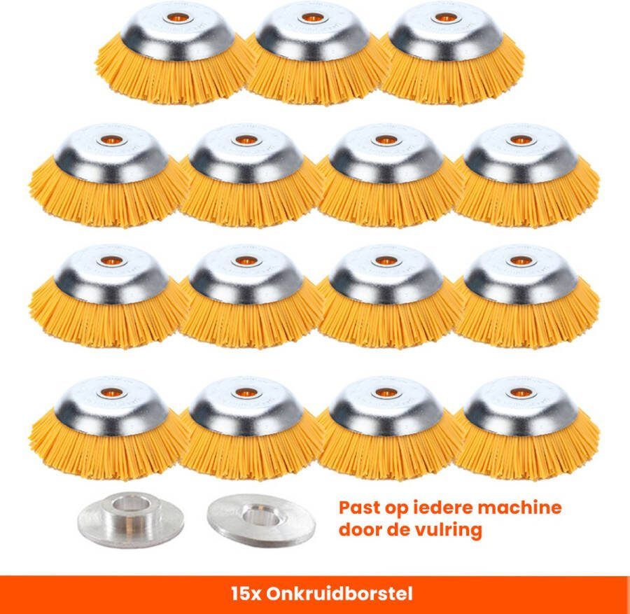 Kibani nylon universele onkruidborstel 20 cm per 15 inclusief vulring onkruidverwijderaar – bosmaaier tuingereedschap