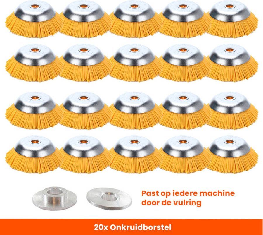 Kibani nylon universele onkruidborstel 20 cm per 20 inclusief vulring onkruidverwijderaar – bosmaaier tuingereedschap