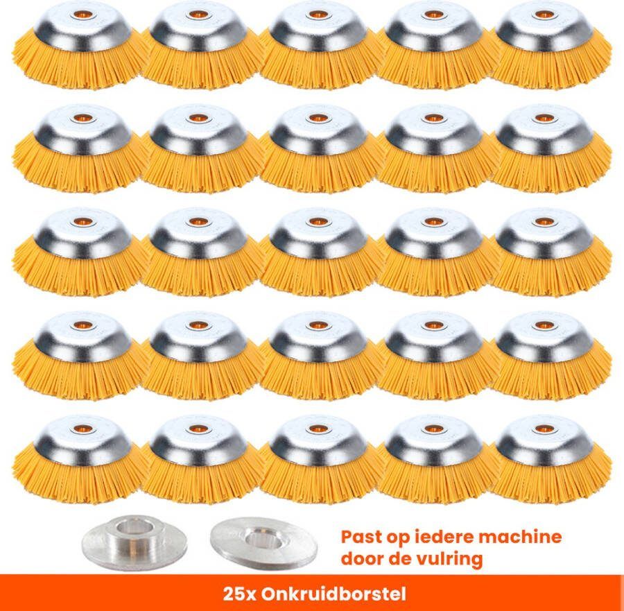 Kibani nylon universele onkruidborstel 20 cm per 25 inclusief vulring onkruidverwijderaar – bosmaaier tuingereedschap