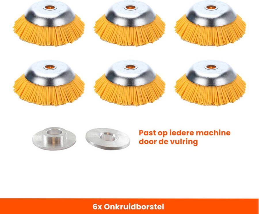 Kibani nylon universele onkruidborstel 20 cm per 6 inclusief vulring onkruidverwijderaar – bosmaaier tuingereedschap