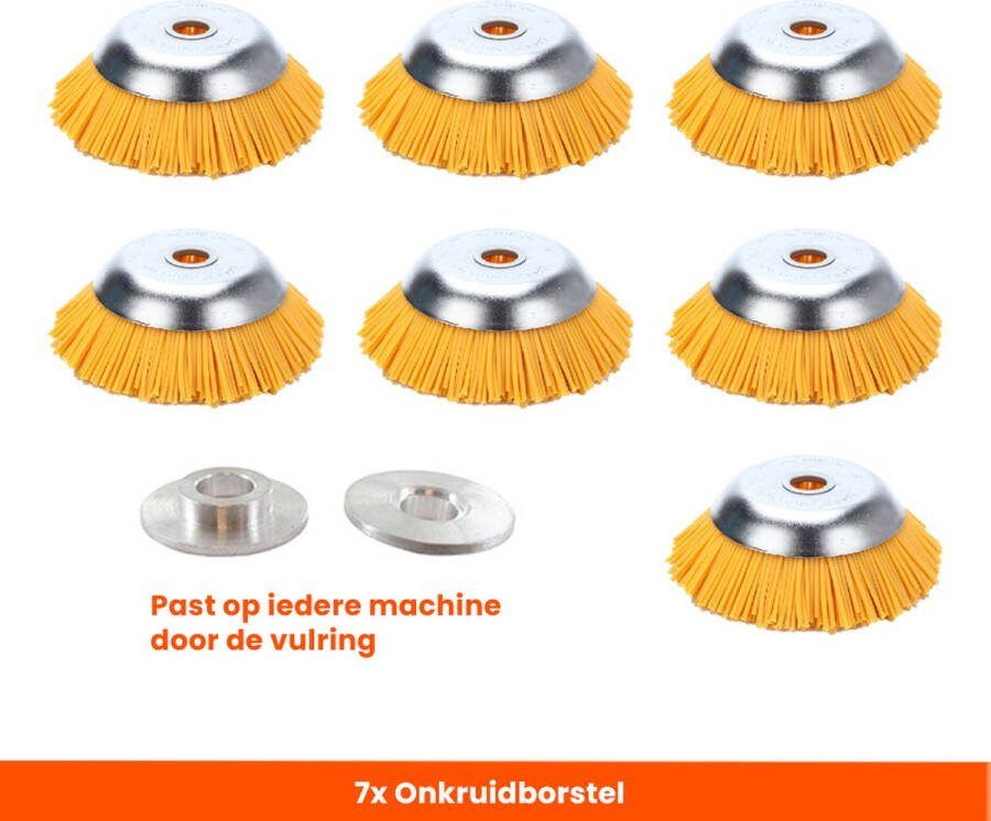 Kibani nylon universele onkruidborstel 20 cm per 7 inclusief vulring onkruidverwijderaar – bosmaaier tuingereedschap