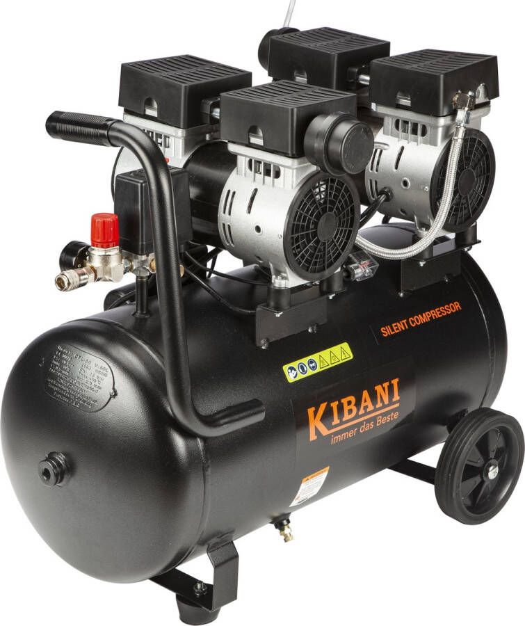 Kibani super stille compressor 50 liter – olievrij – 8 BAR – 63 DB – Super Silent Low Noise Compressoren 50L