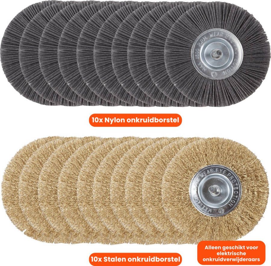 Kibani Universele borstelset voor elektrische onkruidborstel Set van 10 Onkruidverwijderaar Onkruidverdelger Stalen en Nylon borstel 11cm Voegenborstel Grastrimmer