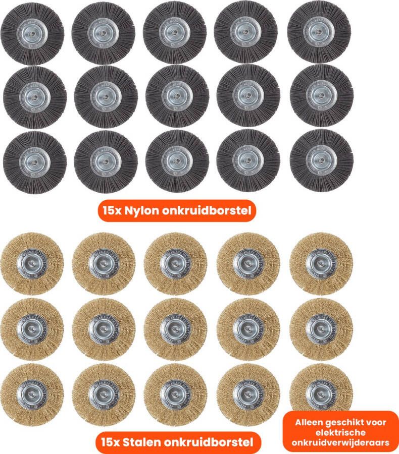 Kibani Universele borstelset voor elektrische onkruidborstel Set van 15 Onkruidverwijderaar Onkruidverdelger Stalen en Nylon borstel 11cm Voegenborstel Grastrimmer