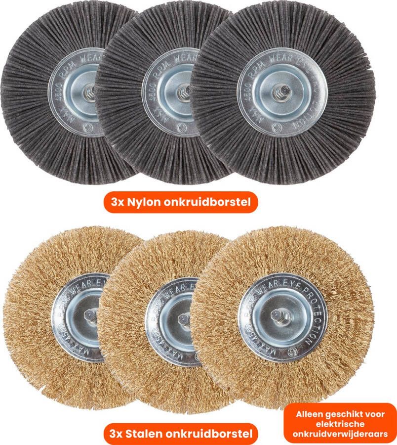 Kibani Universele borstelset voor elektrische onkruidborstel Set van 3 Onkruidverwijderaar Onkruidverdelger Stalen en Nylon borstel 11cm Voegenborstel Grastrimmer
