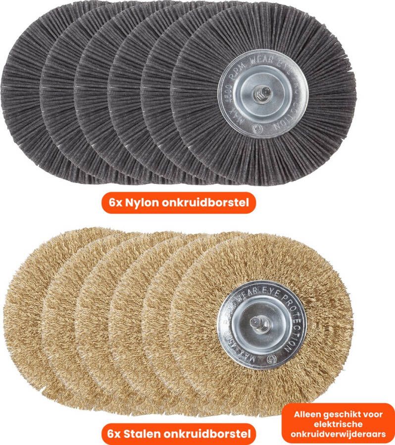 Kibani Universele borstelset voor elektrische onkruidborstel Set van 6 Onkruidverwijderaar Onkruidverdelger Stalen en Nylon borstel 11cm Voegenborstel Grastrimmer