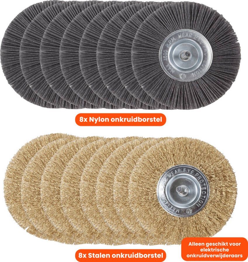 Kibani Universele borstelset voor elektrische onkruidborstel Set van 8 Onkruidverwijderaar Onkruidverdelger Stalen en Nylon borstel 11cm Voegenborstel Grastrimmer