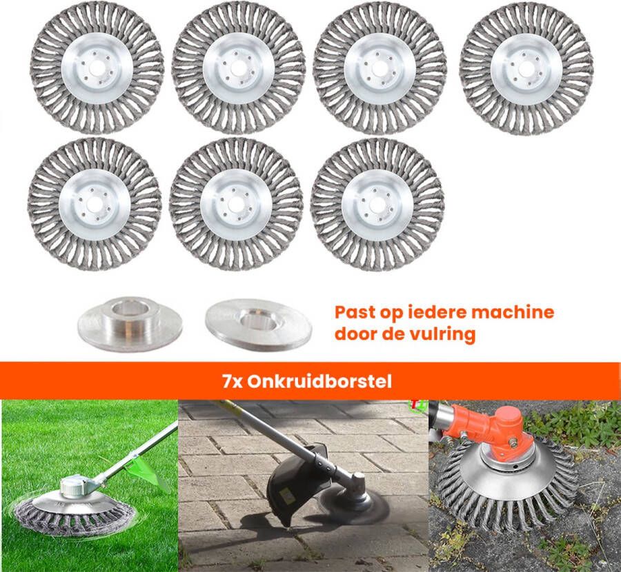 Kibani universele onkruidborstel 15 cm per 7 inclusief vulring staal onkruidverwijderaar – bosmaaier tuingereedschap