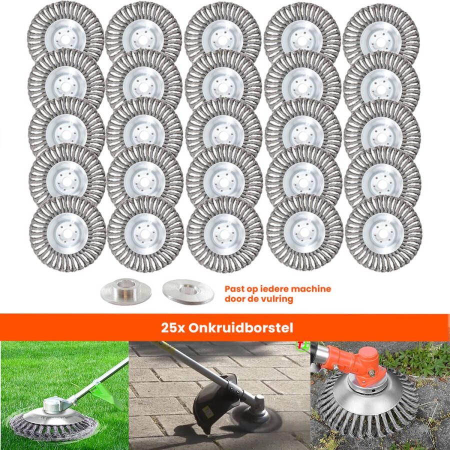 Kibani universele onkruidborstel 20 cm per 25 staal max. toerental 10.000 p m inclusief vulring onkruidverwijderaar – tuingereedschap