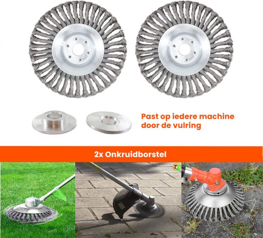 Kibani Universele onkruidborstel per 2 20CM max. toerental 10.000 p m onkruid verwijderen onkruidverwijderaar tuingereedschap onkruidborstel bosmaaier opzetstuk SET