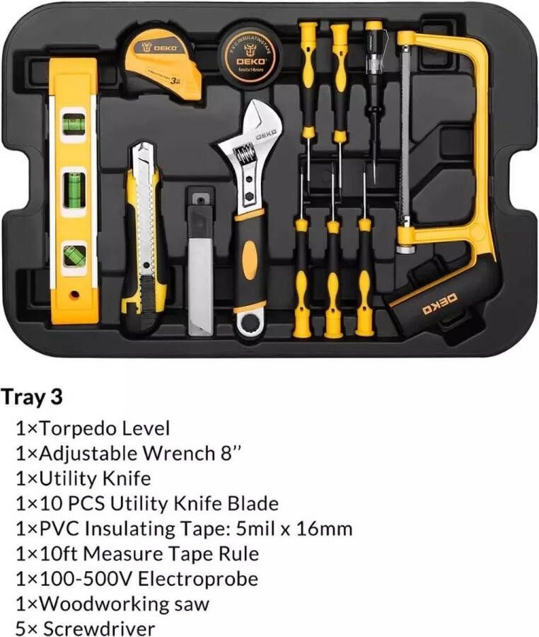 Kibus Gereedschapskist 258delig Gereedschapskoffer Handgereedschap Toolbox Rolkoffer Gereedschap set