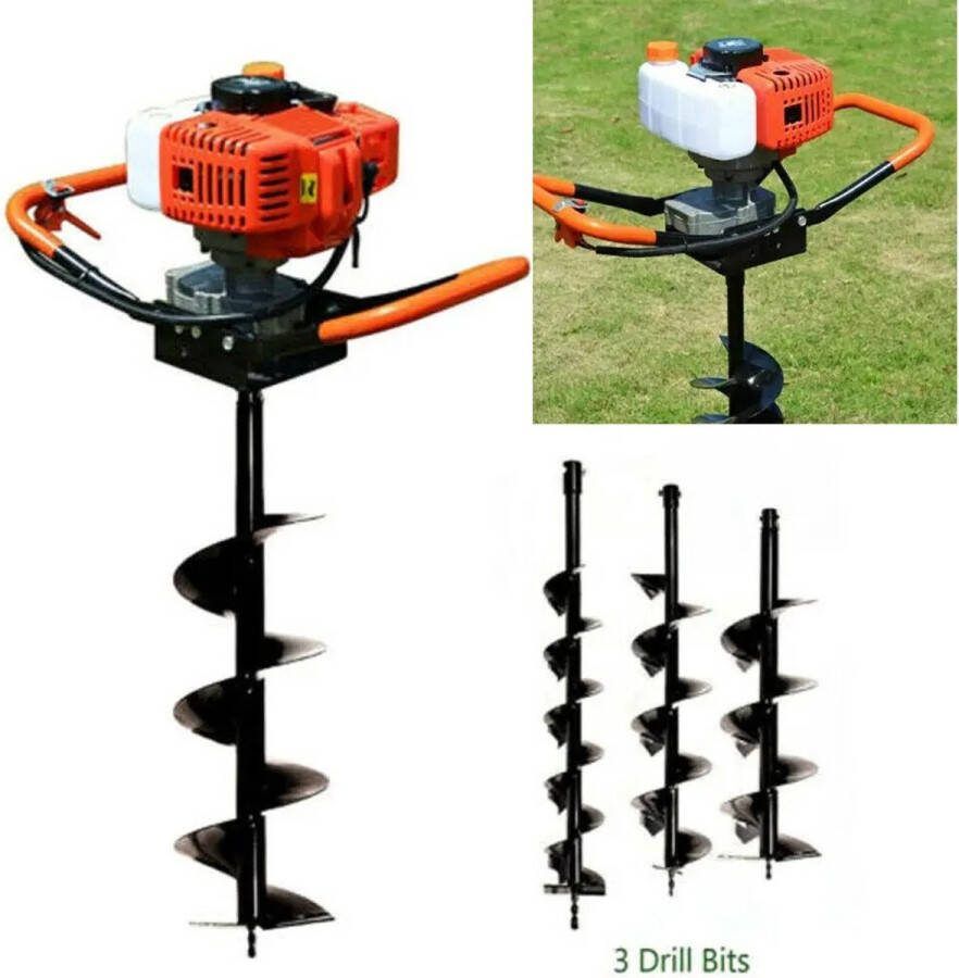 Kibus Palenboor Benzine & tweetaktolie aangedreven Grondboor Tuinpalenboor 4 6&8inch