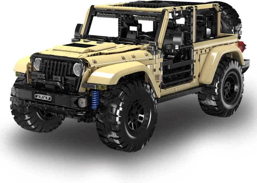 Kibus Technisch Speelgoed Beige Jeep Auto SUV Gemotoriseerd Bestuurbaar Constructie Bouw pakket 3621 Bouwstenen