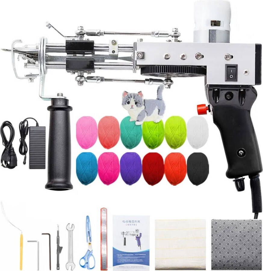 Kibus Tufting Gun Tapijt Punch Needle Pakket Borduurmachine Starterskit Weven Borduren Tuften Zwart 2in1