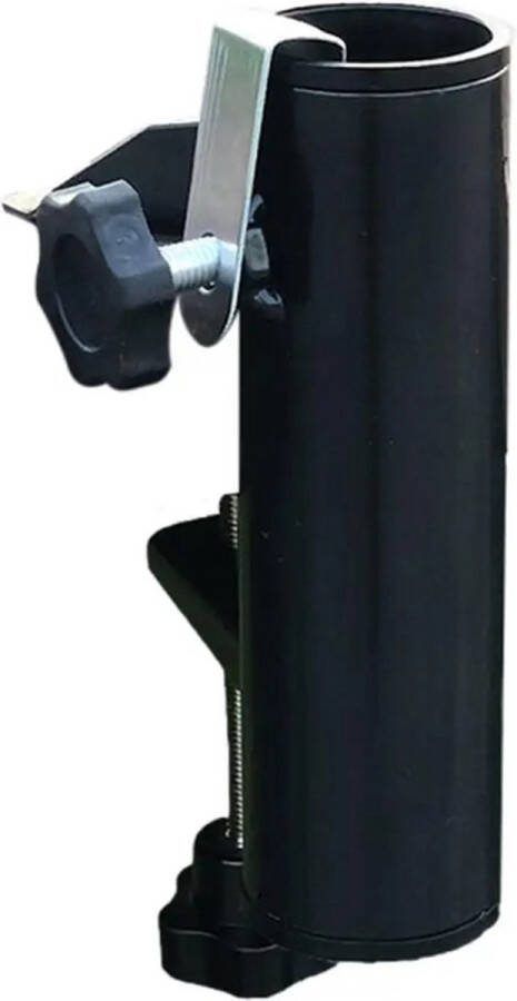 Kibus Vlaggenstokhouder voor Balkon Reling Parasolhouder Metaal Max 3kg Draagbaar 16x3.8cm Zwart