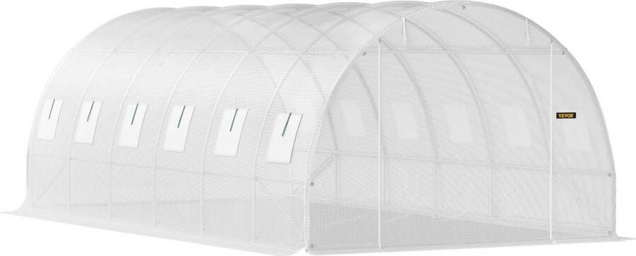 Kibus Walk-In Tunnel Kas Gegalvaniseerd Frame Waterdichte Cover Kassen 610x300x210cm Wit Moestuin Tuinkas Kweekkas