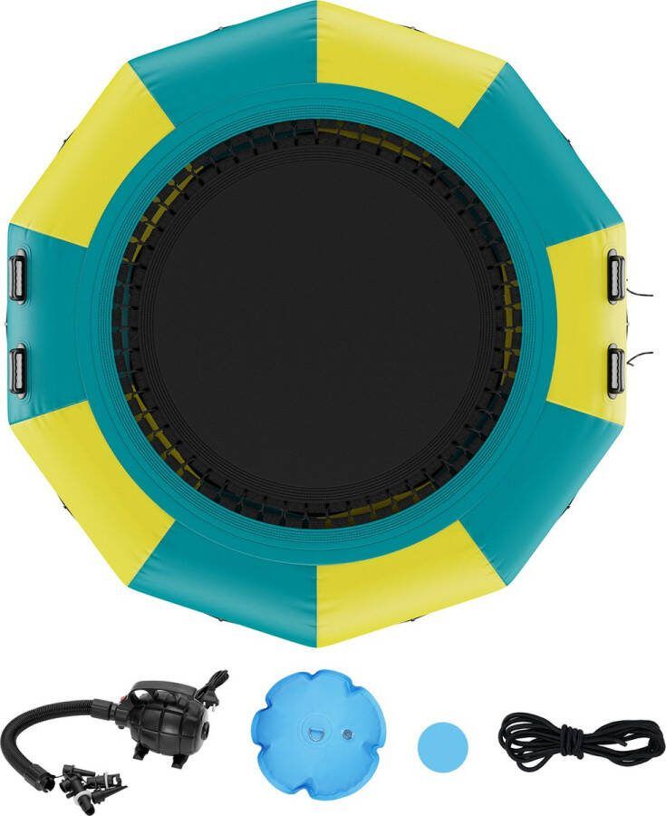 Kibus Water Trampoline 185KG Opblaasbaar Waterspeelgoed Met ladder Watertrampoline Drijvende Opblaasband Diameter 3.05meter