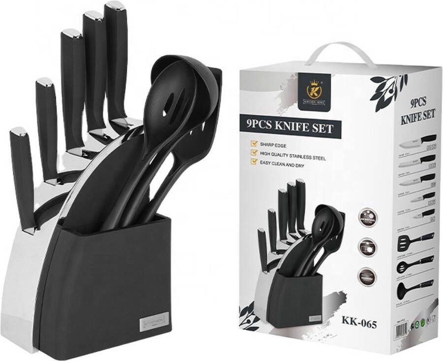 Kichen king Messenset Messenblok Keukenmessenset Professionele messenset Hoogwaardige keukenmessen RVS messenset Keramische messen Duurzame messen Kado Chef-kok messen Complete messenset -Keukenmes