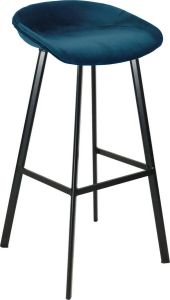 Kick Collection KICK Barkruk 'Finn' Velvet kleur Donkerblauw (zithoogte 80cm)