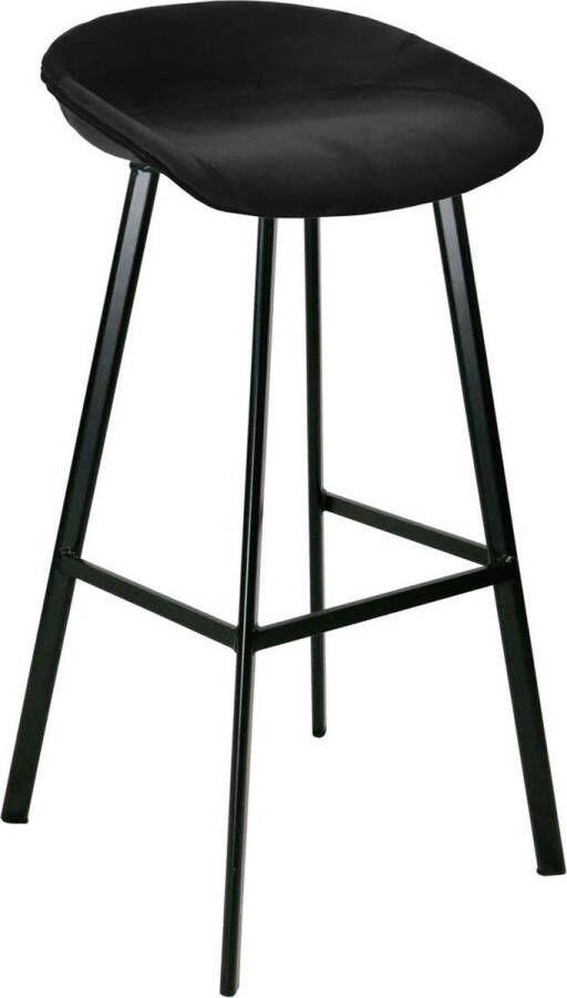 Kick Collection KICK Barkruk 'Finn' Velvet kleur Zwart (zithoogte 80cm)