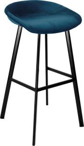 Kick Collection KICK Barkruk 'Finn' Velvet kleur Donkerblauw (zithoogte 70cm)