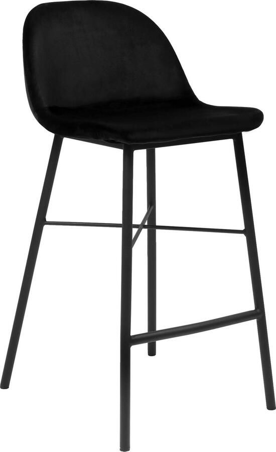 Kick Collection KICK Barkruk 'Jeff' Velvet kleur Zwart (zithoogte 69cm)