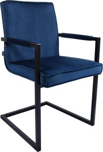 Kick Collection KICK Eetkamerstoel 'Jim' Velvet kleur Donkerblauw