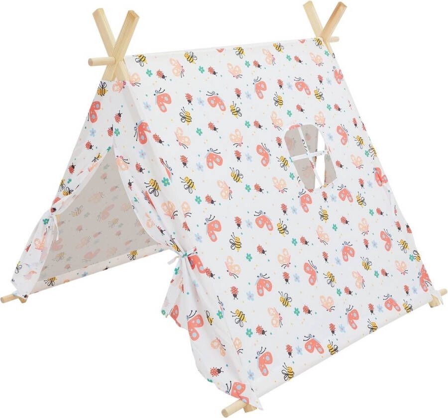 ECD Germany Speeltent voor kinderen met twee deuren en een raam 108x105x117 cm wit polyester