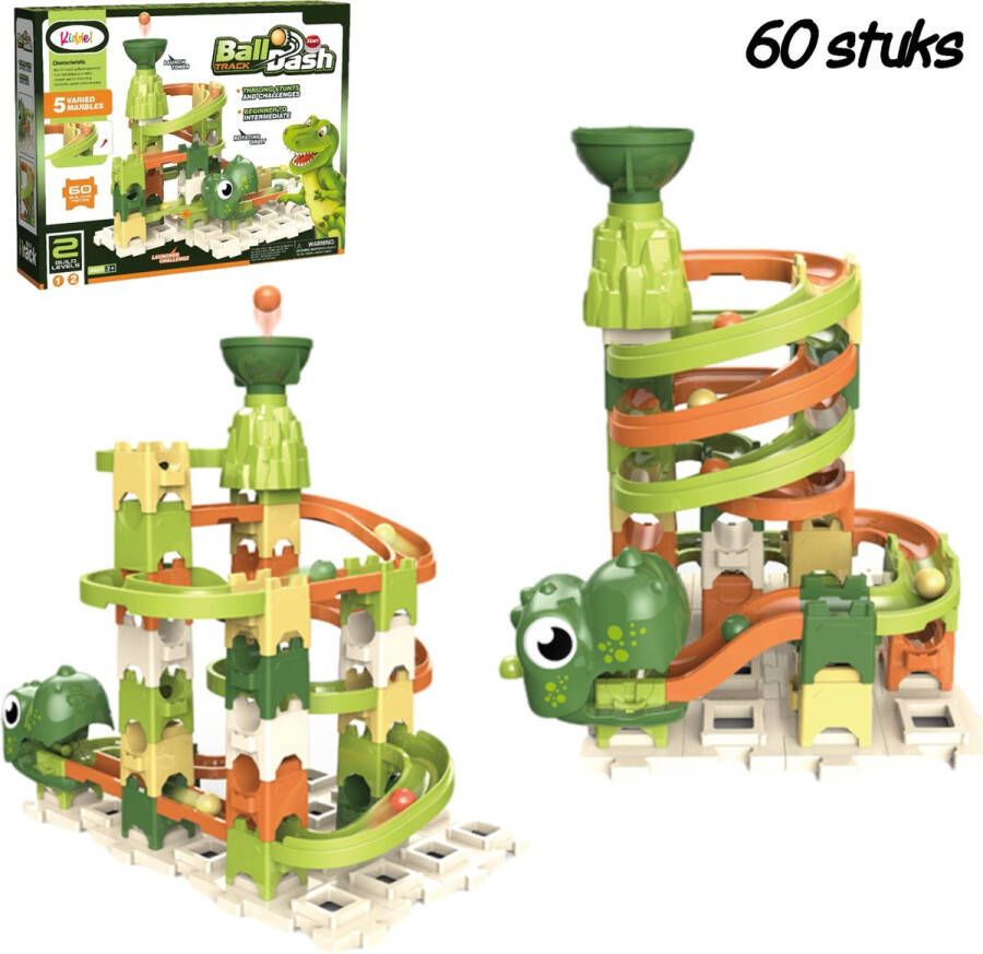 Kiddel 's Dinosaurus Knikkerbaan Lanceerbaan Dinosaurus kinderspeelgoed educatief interactief speelgoed met 60 onderdelen en vulkaan