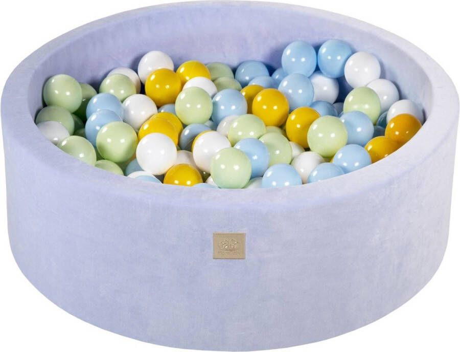 Kiddo Match Ballenbak VELVET Baby Blauw 90x30 incl. 200 bollen Lichtgroen babyblauw wit geel Vaderdag cadeau