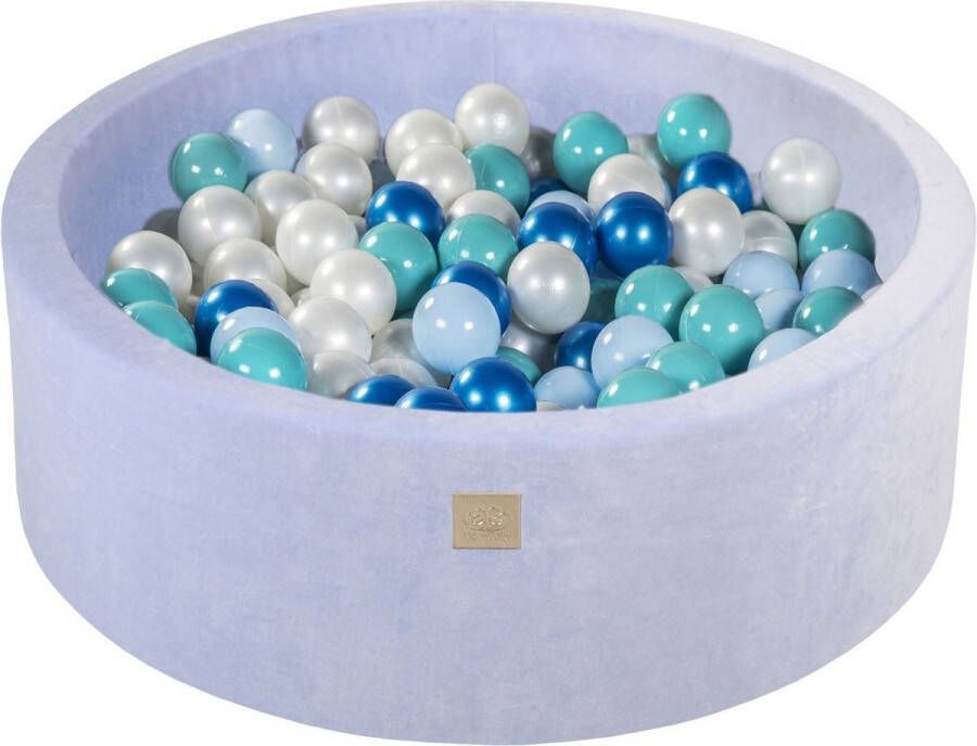 Kiddo Match Ballenbak VELVET Baby Blauw 90x30 incl. 200 bollen Parelblauw Babyblauw Parelwit Turkoois Vaderdag cadeau