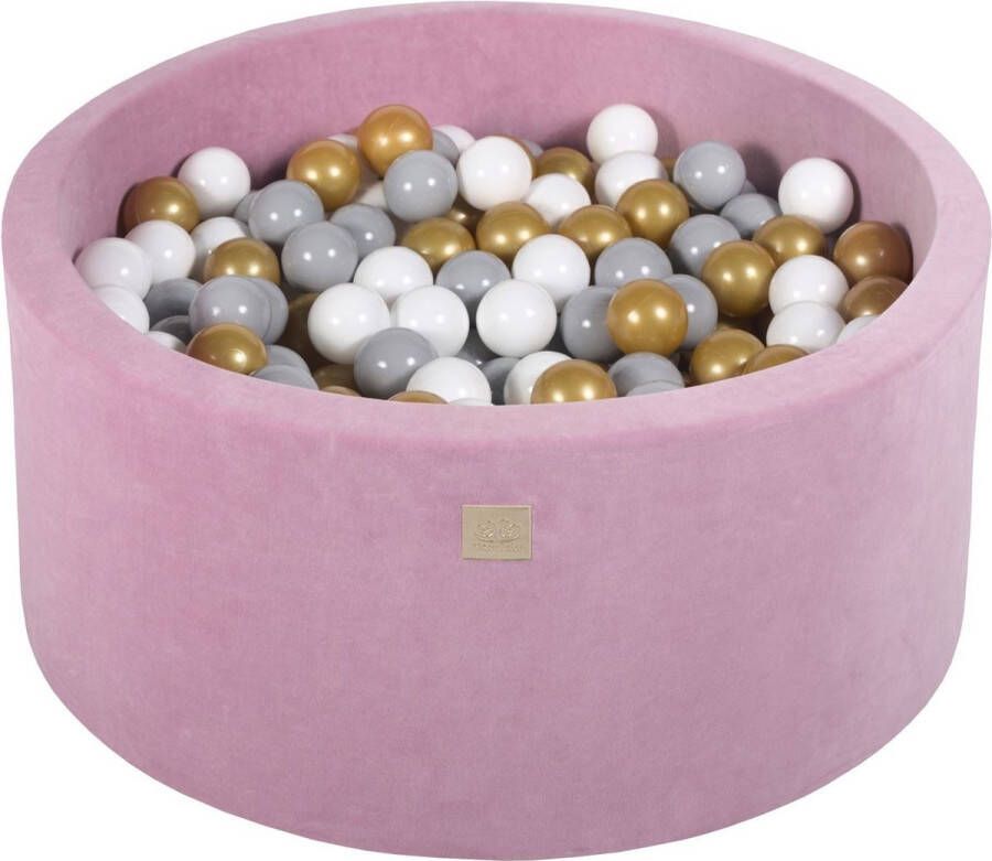 Kiddo Match Ballenbak VELVET Donker Roze 90x40 incl. 300 ballen grijs goud wit Vaderdag cadeau