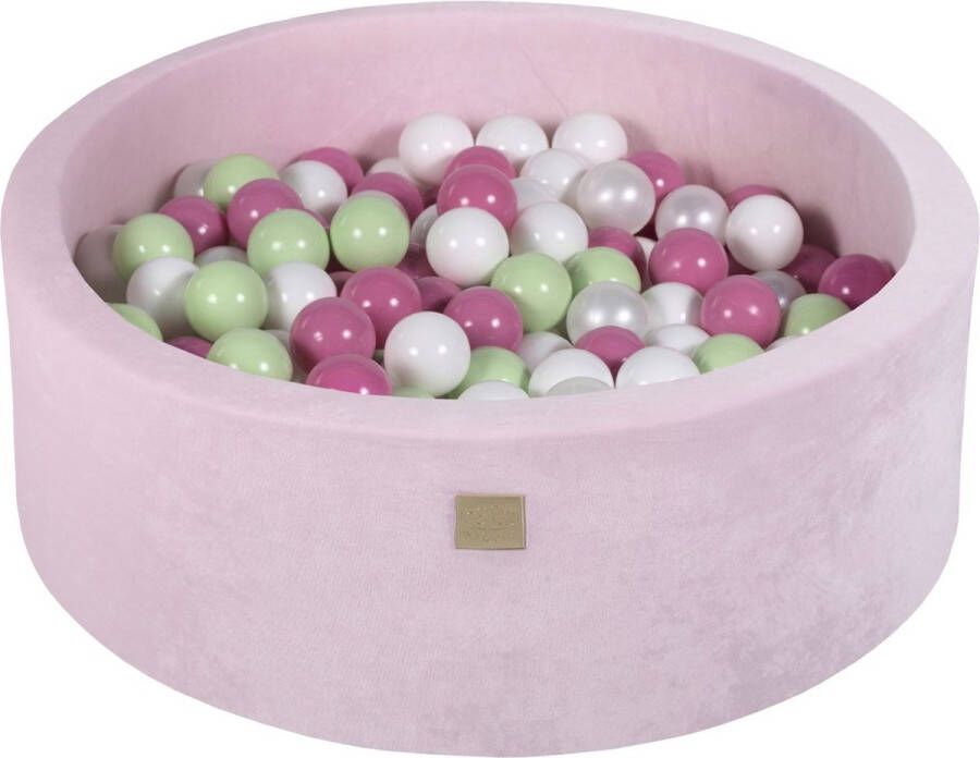 Kiddo Match Ballenbak VELVET Poederroze 90x30 incl. 200 bollen Lichtroze lichtgroen wit parelwit Vaderdag cadeau