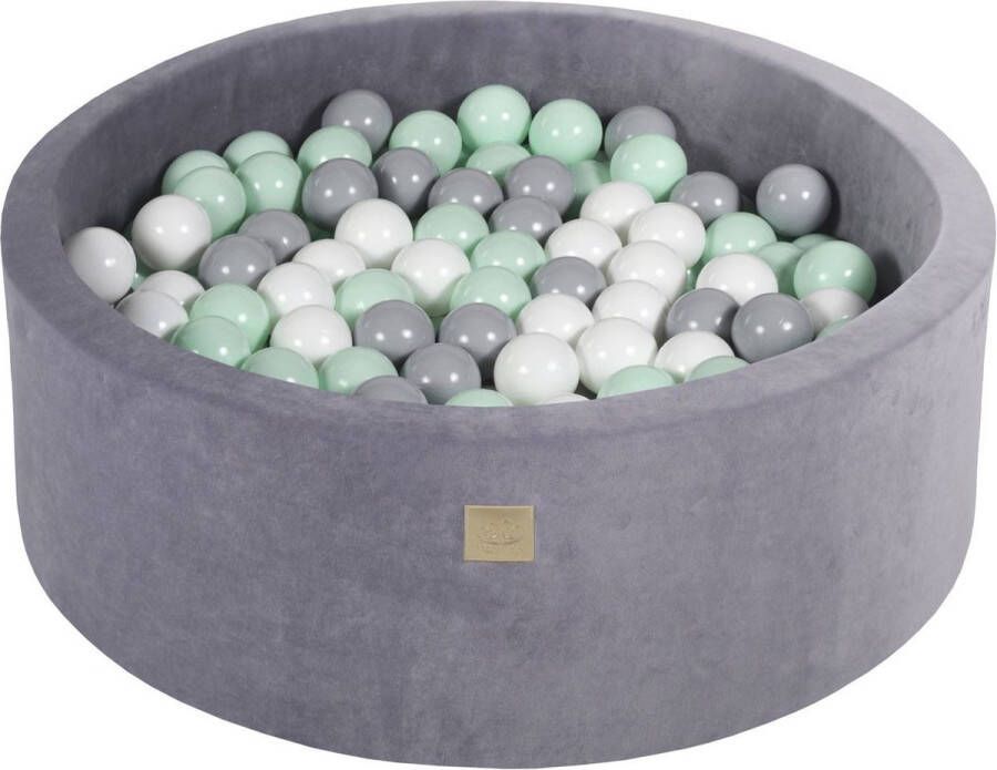 Kiddo Match Ballenbak VELVET Staal 90x30 incl. 200 bollen Mint Grijs Wit Vaderdag cadeau