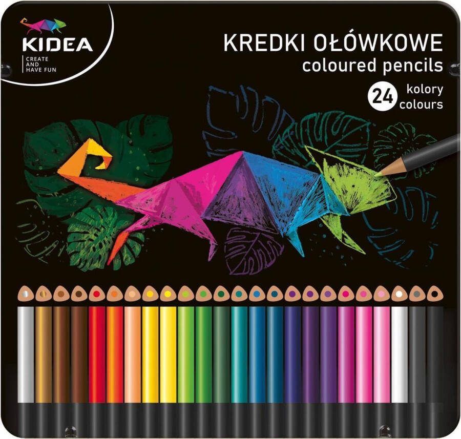 Kidea Kleurpotloden 18 Cm Hout staal 24-delig