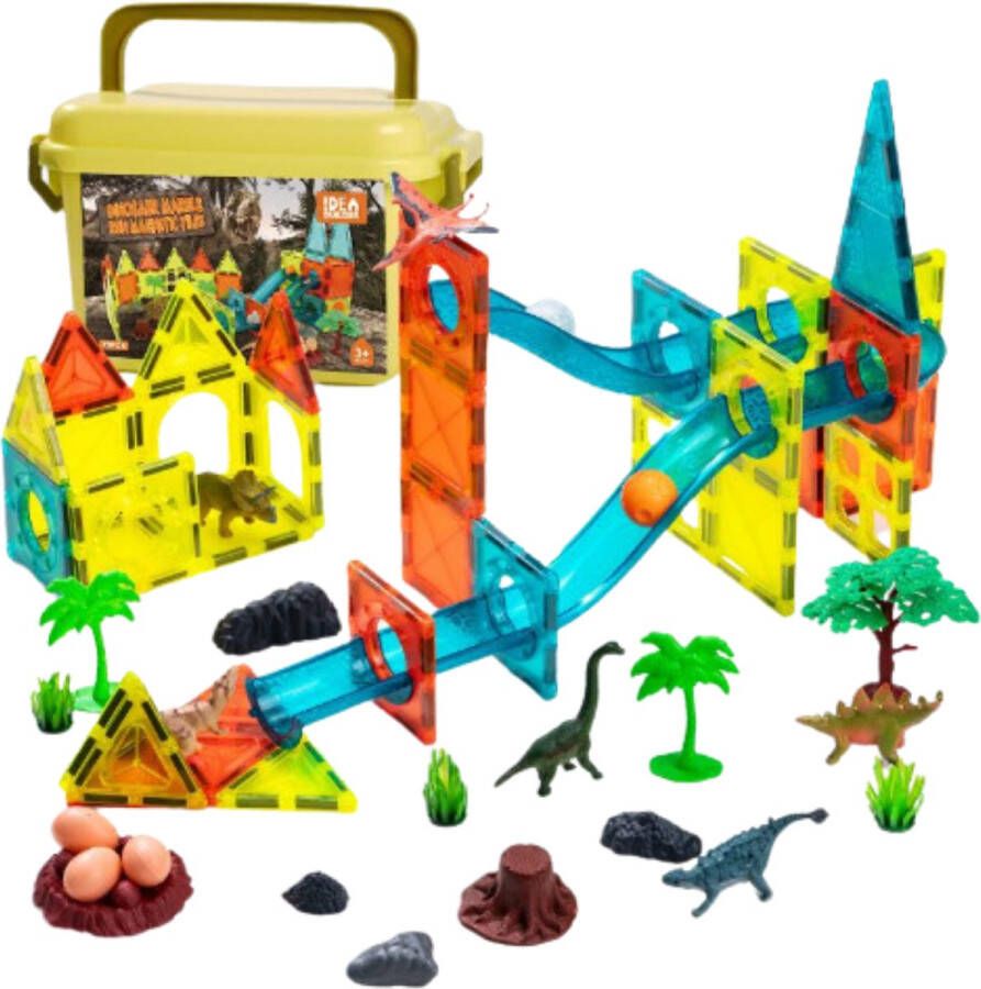KidEwan Magnetisch speelgoed Magnetic Tiles Magnetische Bouwstenen Dino Set 73 stuks Speelgoed 3 t m 12 jaar Het Perfecte Kerstcadeau