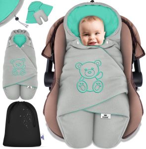 Kidiz Baby deken Universeel voor Babyschaal Winter met Kap +Zak Babydeken Autostoel bijv. voor Maxi-Cosi Römer voor Buggy Babybed Kinderwagen & alle Gordelsystemen 3 & 5-Puntsgordel Roze Roze