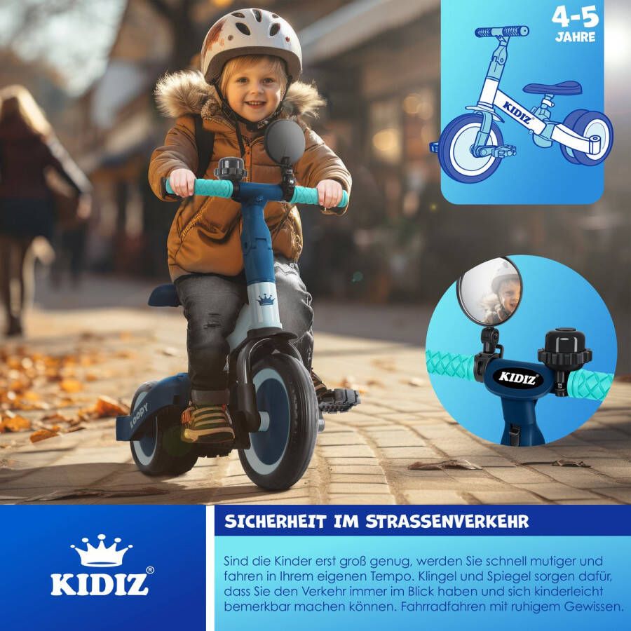 Kidiz Loopfiets 6in1 voor Jongens en Meisjes van 1 tot 5 jaar Driewieler voor Kinderen tot 25 kg Kinderfiets Blauw