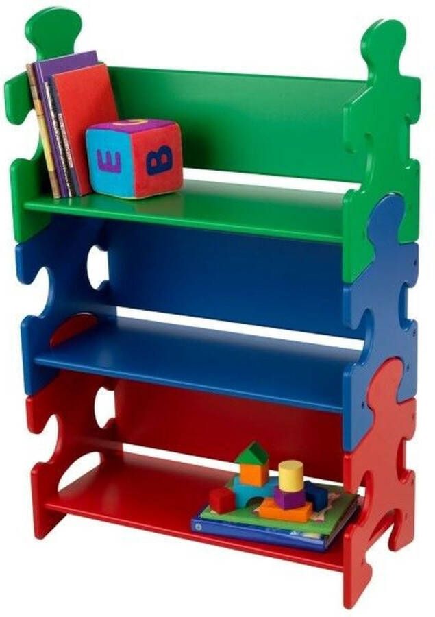 KidKraft Kinder boekenkast puzzel meerkleurig 62.7x29.5x97.2 cm 14400