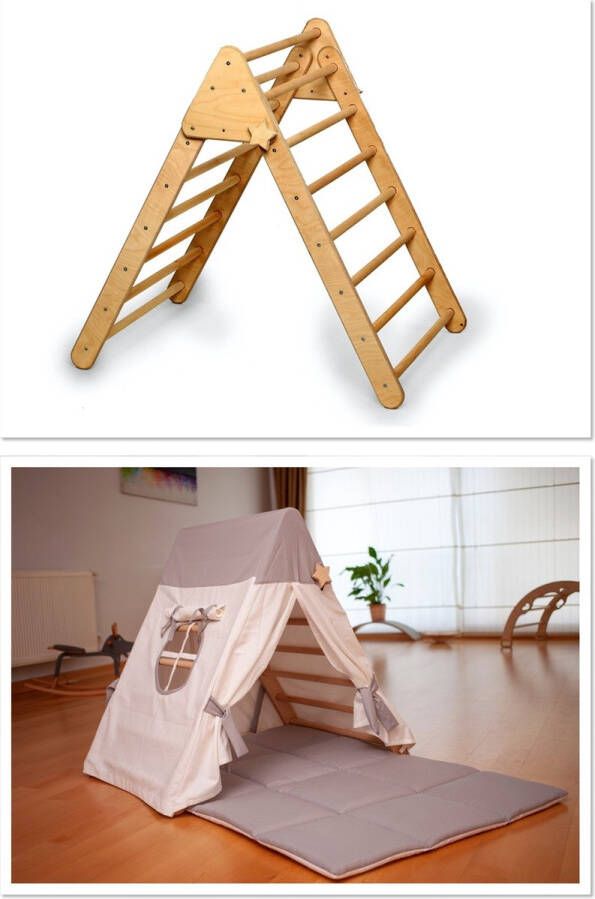 Kidodido Klimdriehoek Met Tent Pikler Triangle Klimrek Peuter Montessori Speelgoed