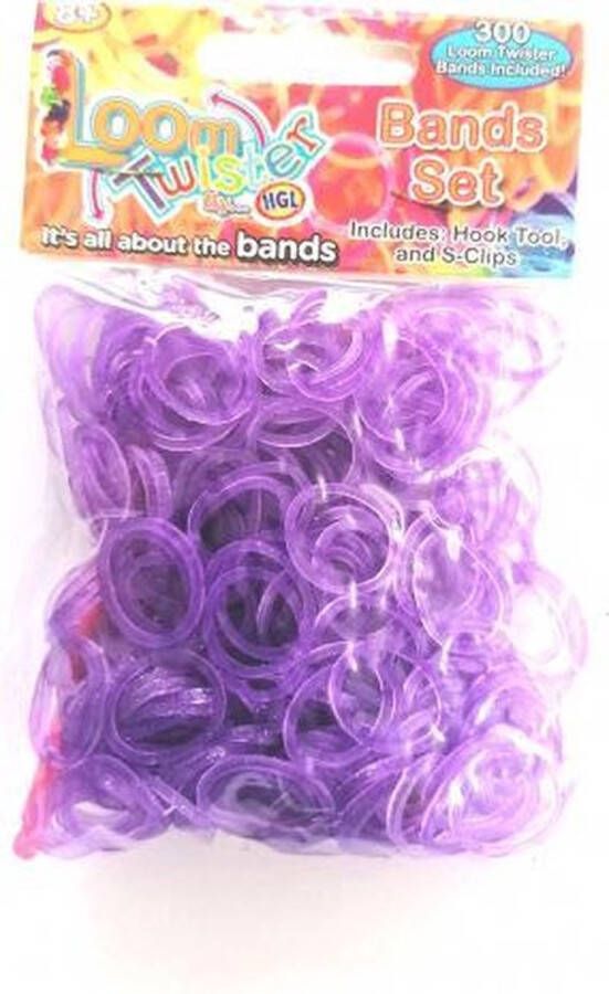 Kids Cadeau Shop Loombandjes Glitter Paars 300 stuks Loom bandjes Loom Twister Loomelastiekjes Elastiekjes Inlcusief S-Clips Haakjes