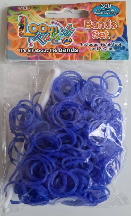 Kids Cadeau Shop Loombandjes Neon blauw 300 stuks Loom bandjes Loom Twister Loomelastiekjes Elastiekjes Inlcusief S-Clips Haakjes