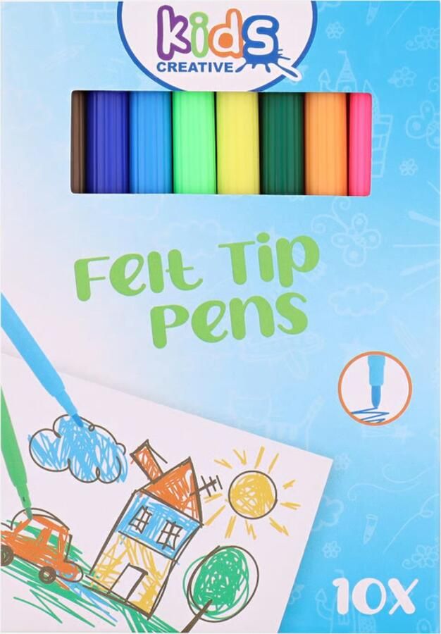 Kids Creative viltstiften met dubbele punt 10 kleuren