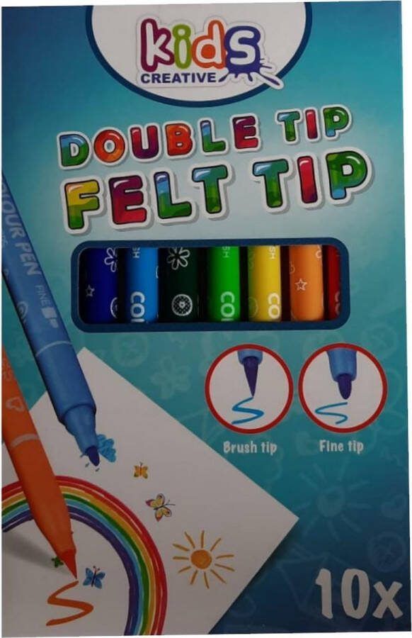 Kids Creative viltstift met dubbele punt Stiften Kleuren Tekenen Knutselen Stift