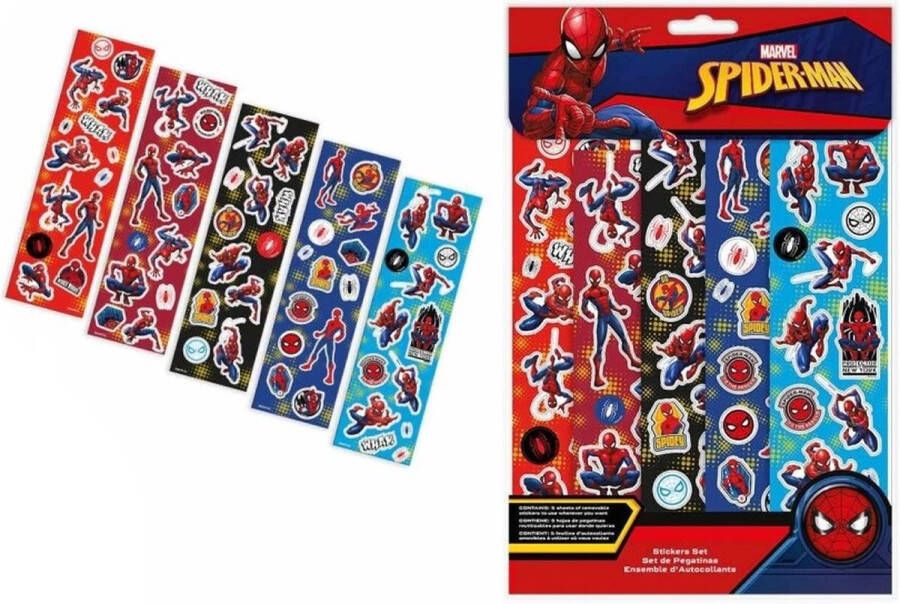 Kids Euroswan SPIDER-MAN stickers stickervellen 5 sticker vellen van spiderman