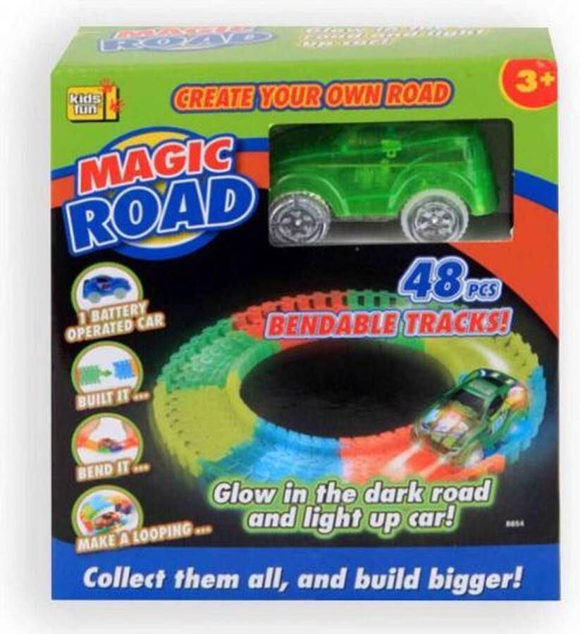 Kids fun Magische racebaan met lichtgevende autos 48 delig