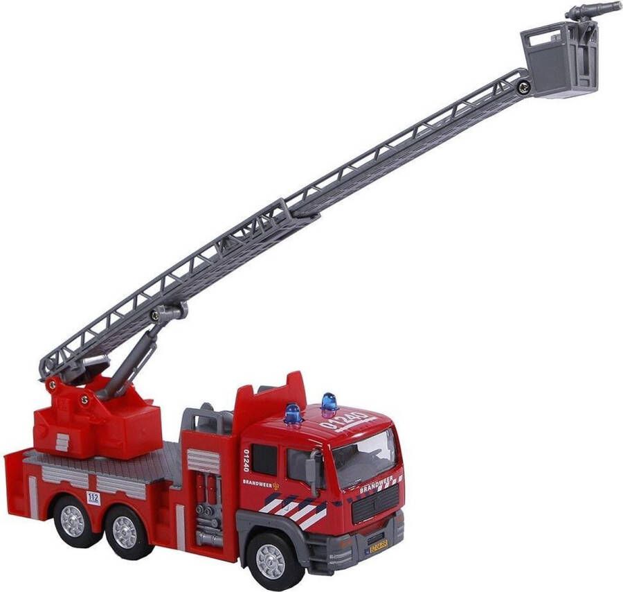 Kids GLOBE Die Cast brandweer ladderwagen licht + geluid 16 x 8 x 4